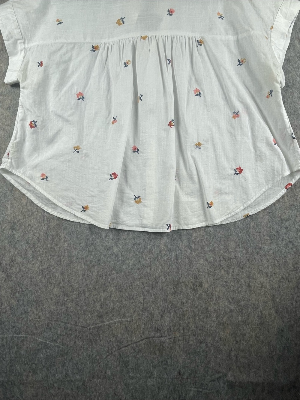 Madewell Cross-Stitch Floral Cotton Cottagecore Feminine Airy Pocket Shirt XL - Picture 8 of 12